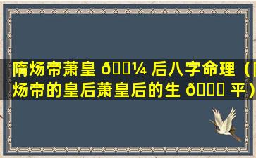 隋炀帝萧皇 🐼 后八字命理（隋炀帝的皇后萧皇后的生 🐈 平）